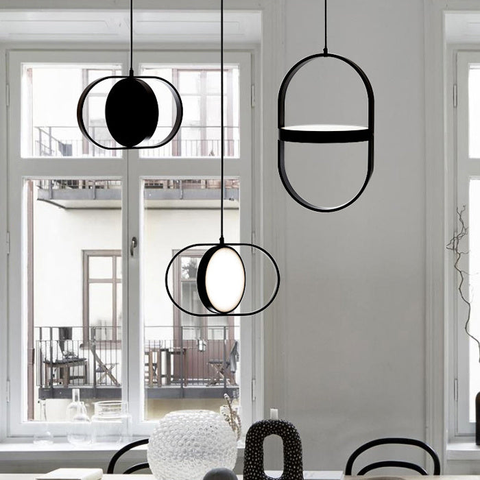 Wrought-Iron LED Trumpet Chandelier – Small Black Pendant – Duvencioglu