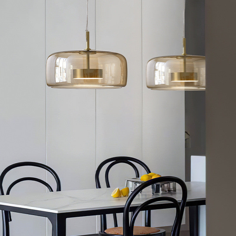 Minimalist Glass Disc Chandelier – Single- & Multi-Head Pendant – Duvencioglu