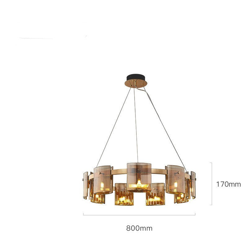Modern Glass “Fish” LED Chandelier – 6/9-Head Smoke & Amber Pendant – Duvencioglu