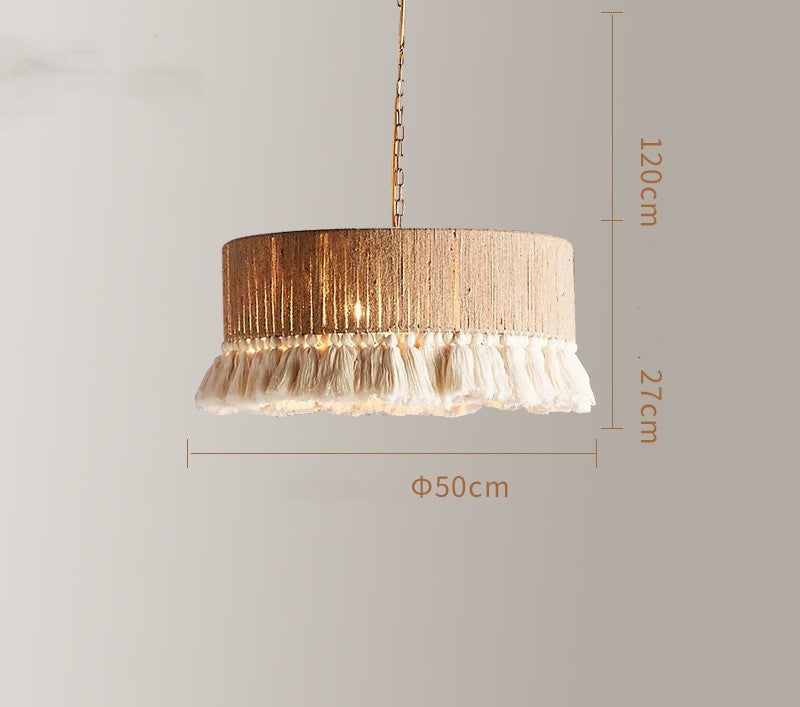 Bohemian Twine Tassel Chandelier – Vintage Rope Pendant (Ø30–60 cm) – Duvencioglu