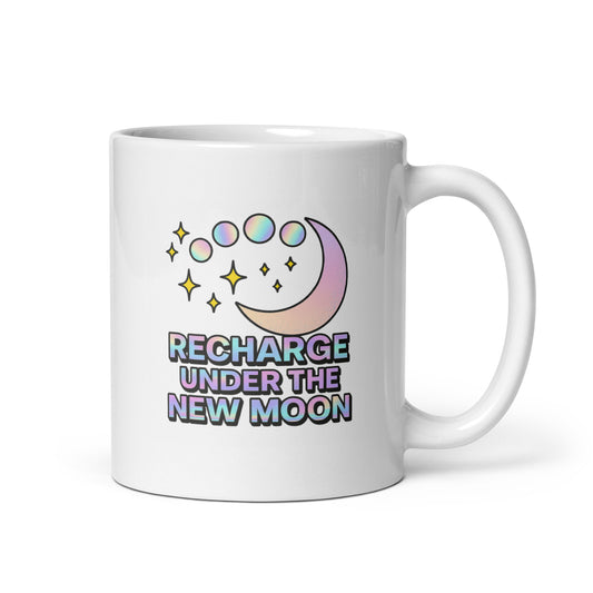 You Bloom with the Full Moon Mug – Pastel Lunar Phases Holographic Cup – Duvencioglu
