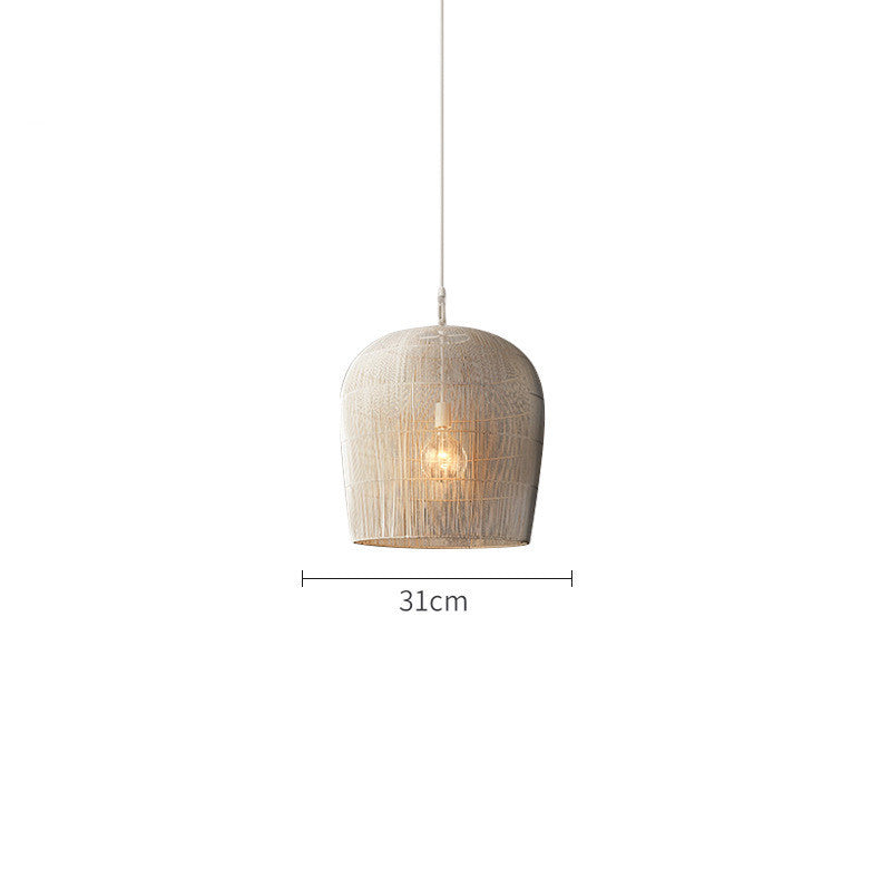 Zen Rattan LED Chandelier – 31 cm Handwoven Pendant for Tea Rooms & Studies – Duvencioglu