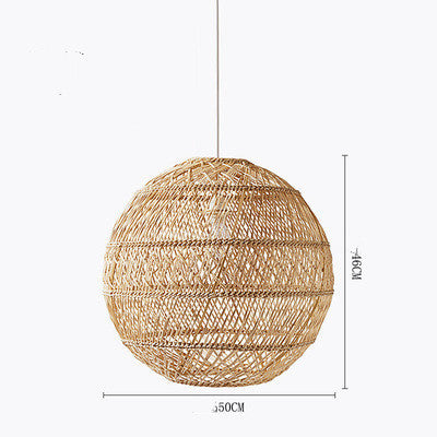 Handwoven Japanese Zen Rattan LED Chandelier – Multi-Size Straw Pendant – Duvencioglu