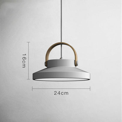 Nordic Macaron Wood Ring Chandelier – Single-Head Zinc Alloy Pendant – Duvencioglu