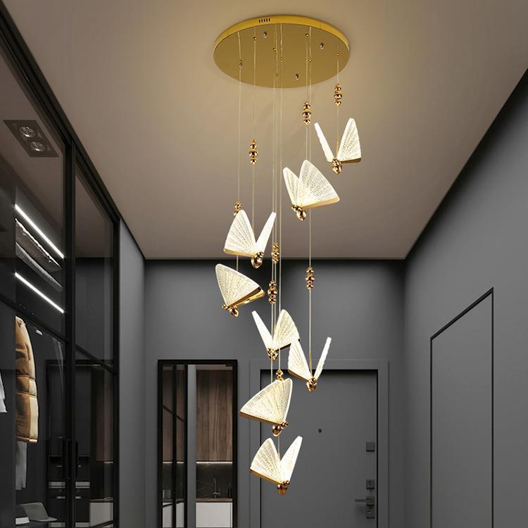 Modern Butterfly Crystal Mini Chandelier – LED Pendant Light for B&B & Staircase – Duvencioglu