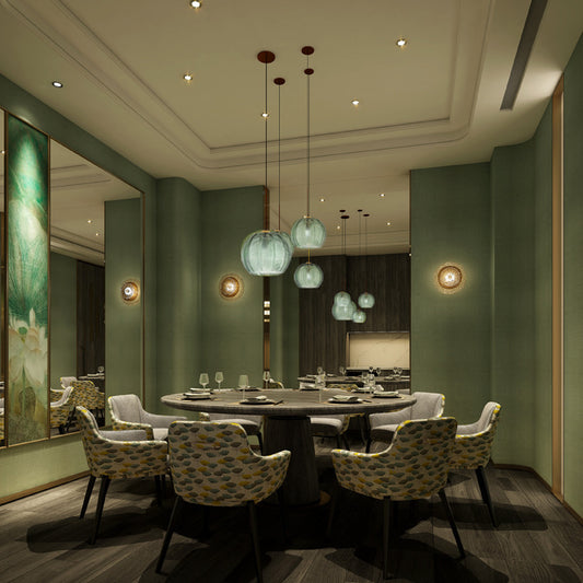 Green Leaf Pattern Glass Chandelier – Modern Dining & Living Pendant – Duvencioglu