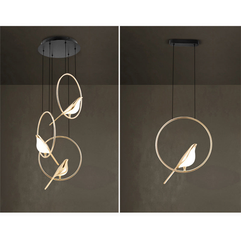 Magpie Bird Zinc-Alloy & Acrylic LED Chandelier – 35×150 cm Modern Pendant – Duvencioglu