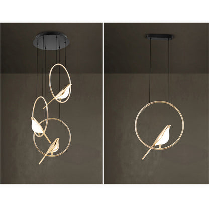 Magpie Bird Zinc-Alloy & Acrylic LED Chandelier – 35×150 cm Modern Pendant – Duvencioglu