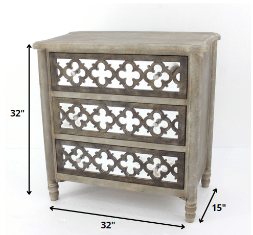 15" Wide Brown Accent Cabinet - Standard Storage with 3 Drawers – Duvencioglu
