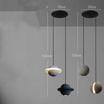 Modern Red Planet LED Chandelier – Single-Head Marble Pendant – Duvencioglu