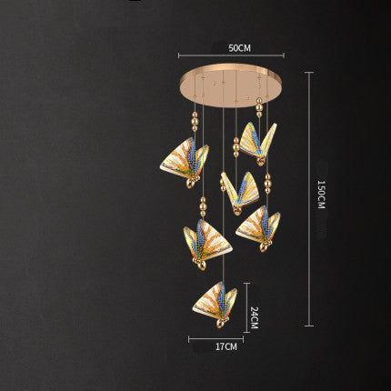 Butterfly Zinc-Alloy LED Chandelier – Remote-Control Pendant (1.5 m) – Duvencioglu