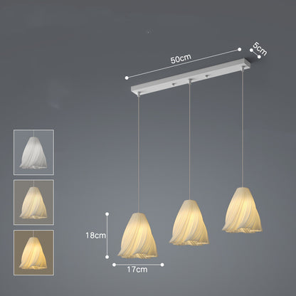 Nordic Iron LED Fish-Line Chandelier – Tri-Color Dimmable Pendant – Duvencioglu