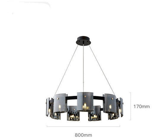 Modern Glass “Fish” LED Chandelier – 6/9-Head Smoke & Amber Pendant – Duvencioglu