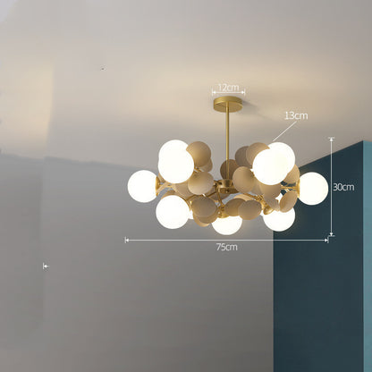 Nordic Minimalist Metal & Glass Chandelier – E27 Pendant Light (White/Grey/Color) – Duvencioglu