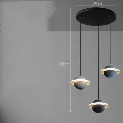 Modern Red Planet LED Chandelier – Single-Head Marble Pendant – Duvencioglu