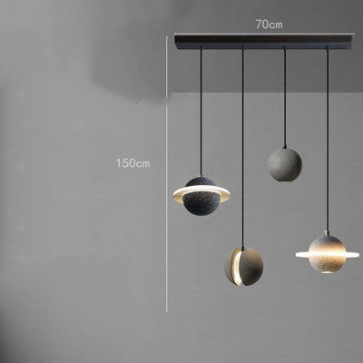 Modern Red Planet LED Chandelier – Single-Head Marble Pendant – Duvencioglu