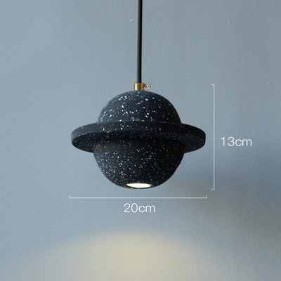 Modern Red Planet LED Chandelier – Single-Head Marble Pendant – Duvencioglu