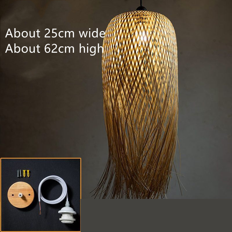Creative Chinese Bamboo Weave Chandelier – Fish-Line Pendant (52×35 to 62×45 cm) – Duvencioglu