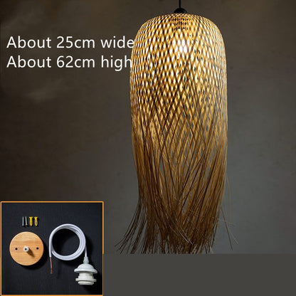 Creative Chinese Bamboo Weave Chandelier – Fish-Line Pendant (52×35 to 62×45 cm) – Duvencioglu