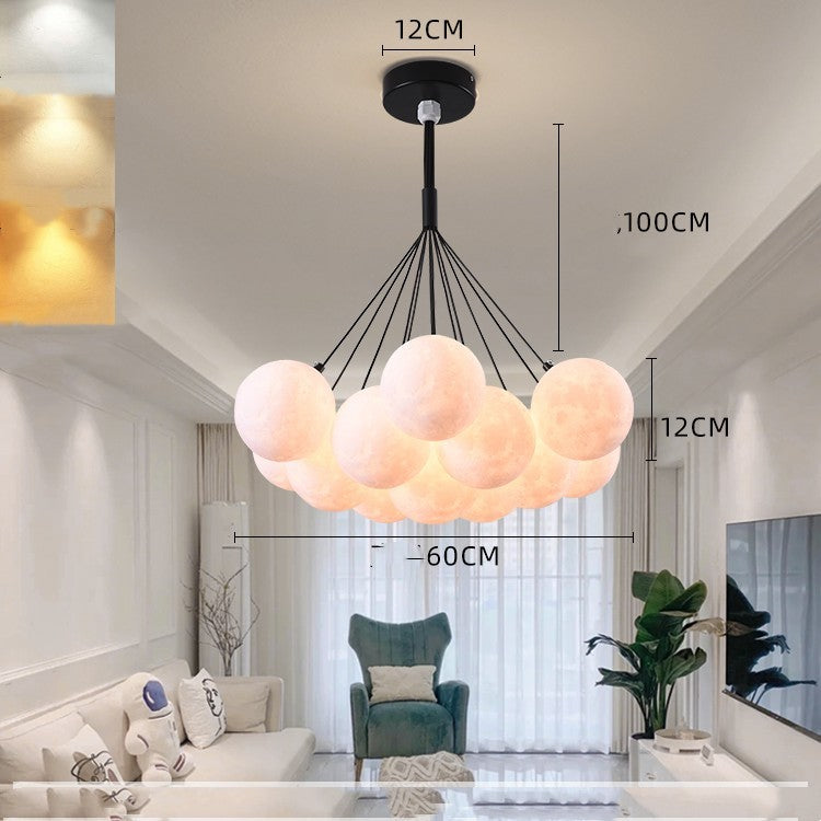 Nordic Moon Bubble LED Chandelier – 10–15 Lights, 41–50 W Neutral White Pendant – Duvencioglu