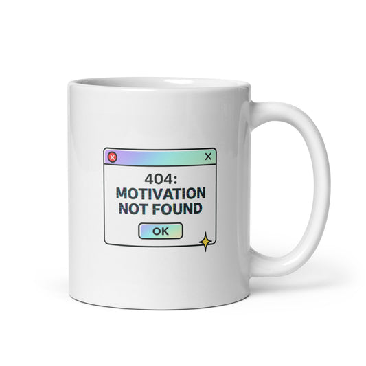 404 Motivation Not Found Mug – Error Window Y2K Funny Aesthetic Cup – Duvencioglu
