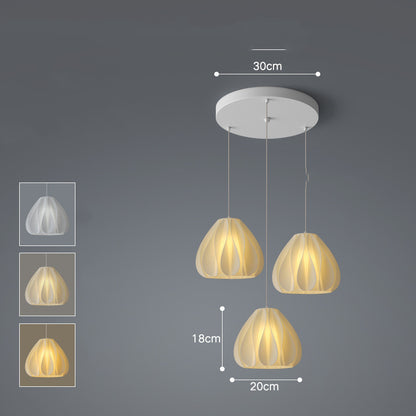 Nordic Iron LED Fish-Line Chandelier – Tri-Color Dimmable Pendant – Duvencioglu