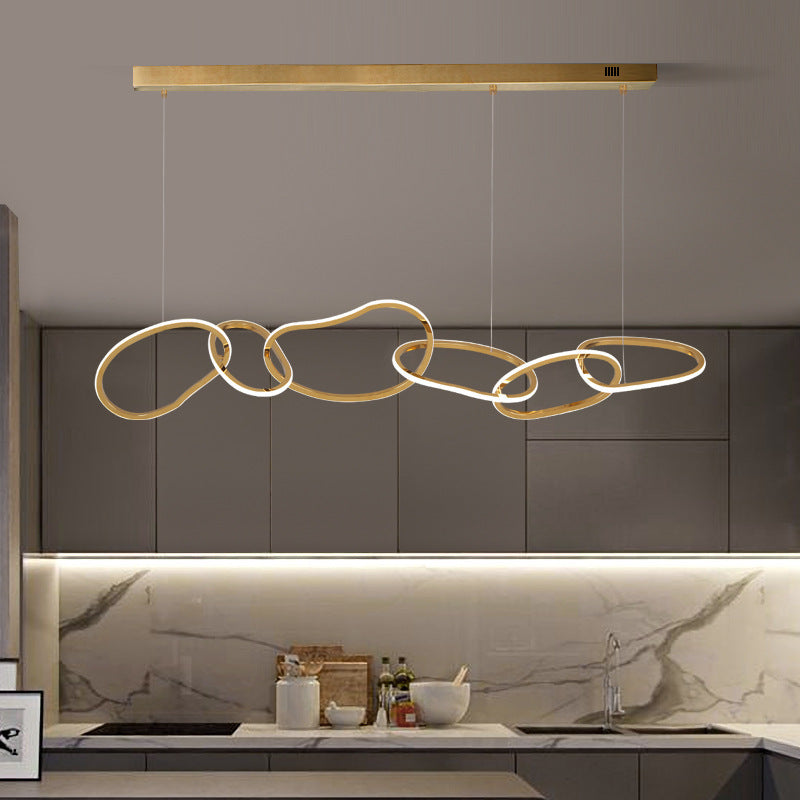 Postmodern Rattan Ring LED Chandelier – 4/5-Ring Stepless Dimming Pendant – Duvencioglu