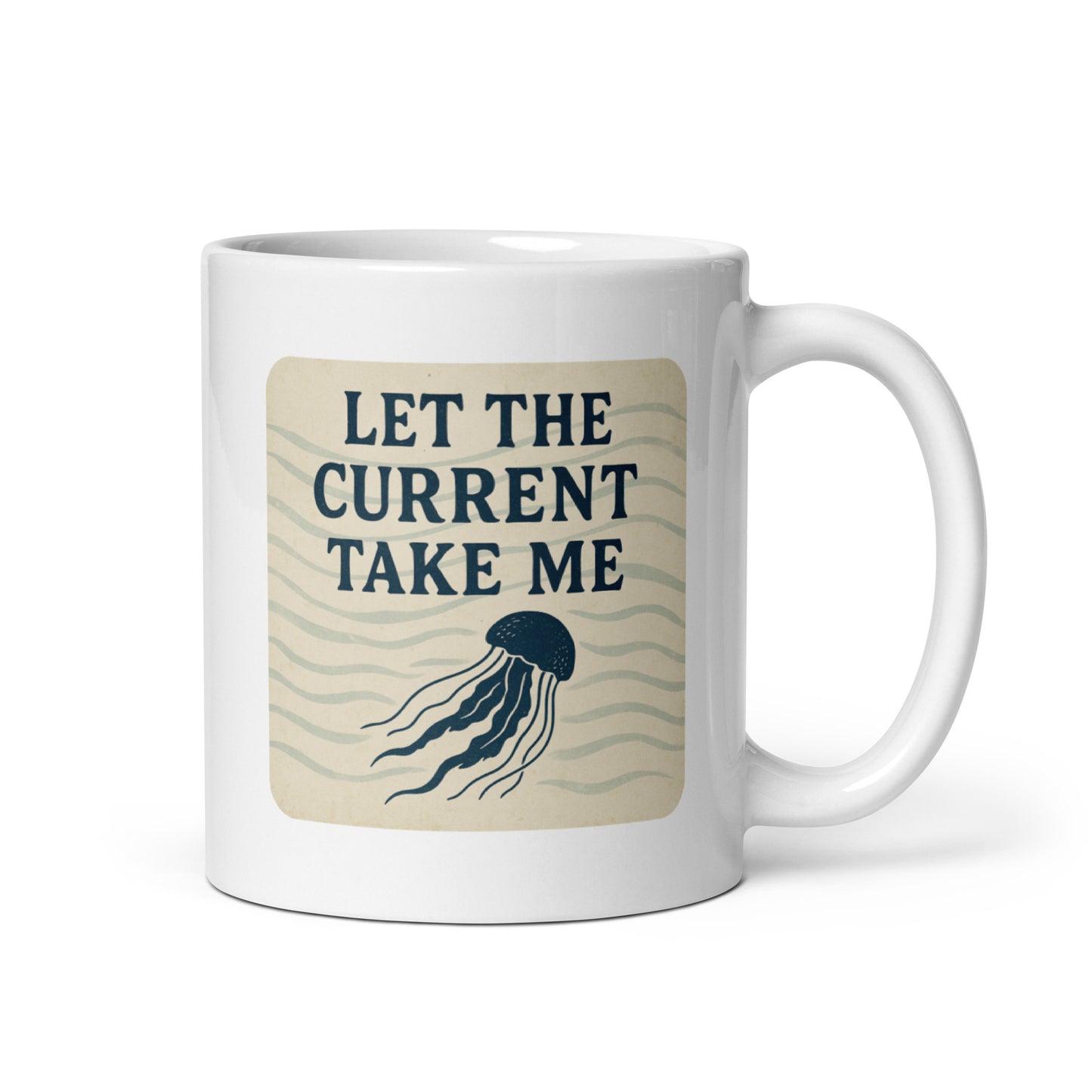 Let the Current Take Me Mug – Ocean Flow Coffee Cup, Serene Coastal Gift – Duvencioglu