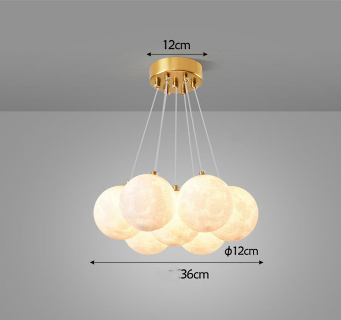 Nordic Moon Bubble LED Chandelier – 36–70 cm Tricolor Pendant (Model D6728) – Duvencioglu