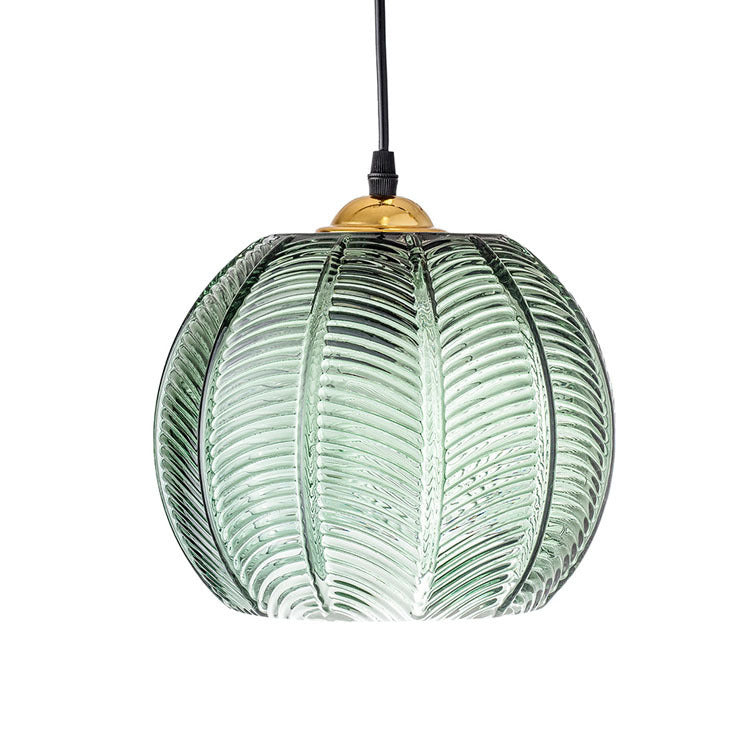 Green Leaf Pattern Glass Chandelier – Modern Dining & Living Pendant – Duvencioglu