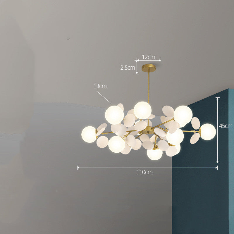Nordic Minimalist Metal & Glass Chandelier – E27 Pendant Light (White/Grey/Color) – Duvencioglu