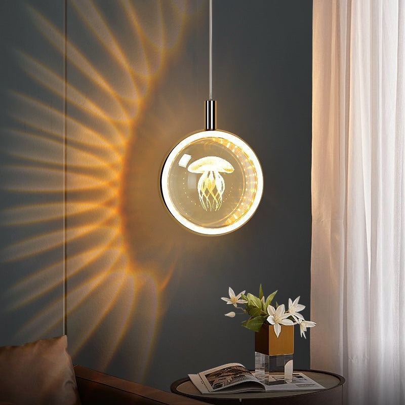 Jellyfish Nordic Crystal LED Bedside Chandelier – 120 mm Pendant – Duvencioglu