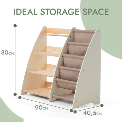 2-in-1 Montessori Wooden Shelf - Books & Toys Storage Unit – Duvencioglu