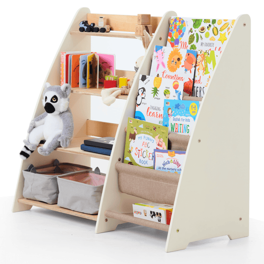2-in-1 Montessori Wooden Shelf - Books & Toys Storage Unit – Duvencioglu