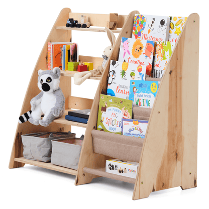 2-in-1 Montessori Wooden Shelf - Books & Toys Storage Unit – Duvencioglu