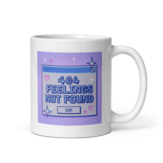 404 Feelings Not Found Mug – Y2K Error Window Aesthetic – Funny Digital Nostalgia Cup – Glitch Pixel Art Gift – Duvencioglu