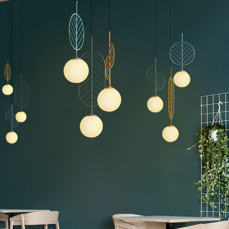 Nordic Macaron Leaf LED Chandelier – Half-Moon & Circular Pendant – Duvencioglu