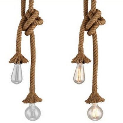 Industrial Hemp Rope Pendant Lamp - Rustic Coffee Shop & Bar Light – Duvencioglu