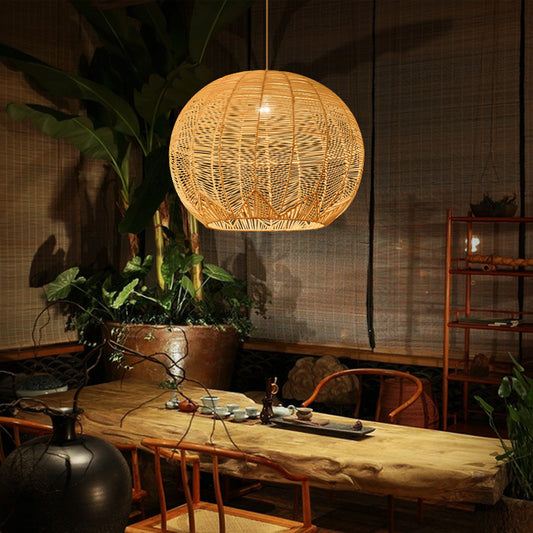 Japanese Zen Rattan Chandelier – 30 cm & 40 cm Designer Pendant – Duvencioglu