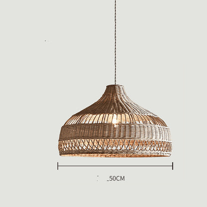 Southeast Asian Rattan Art Chandelier – LED Pendant for Restaurants & Tea Houses – Duvencioglu