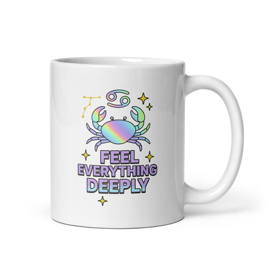 Cancer Feel Everything Deeply Mug – Zodiac Crab Y2K Pastel Astrology Cup-Duvencioglu
