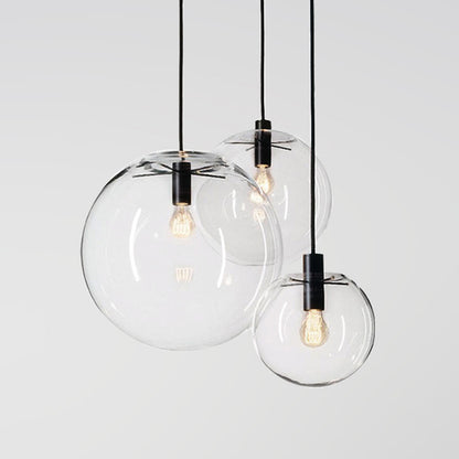 Nordic Postmodern Transparent Glass Chandelier – Ø15/20/25 cm Pendant (E26/E27) – Duvencioglu