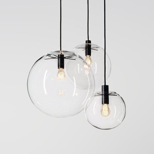 Nordic Postmodern Transparent Glass Chandelier – Ø15/20/25 cm Pendant (E26/E27) – Duvencioglu