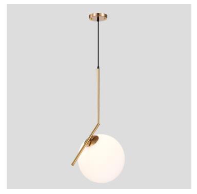 Nordic Single-Head Gold Glass Ball Chandelier – Modern Iron Pendant Light, 8″ & 10″ – Duvencioglu