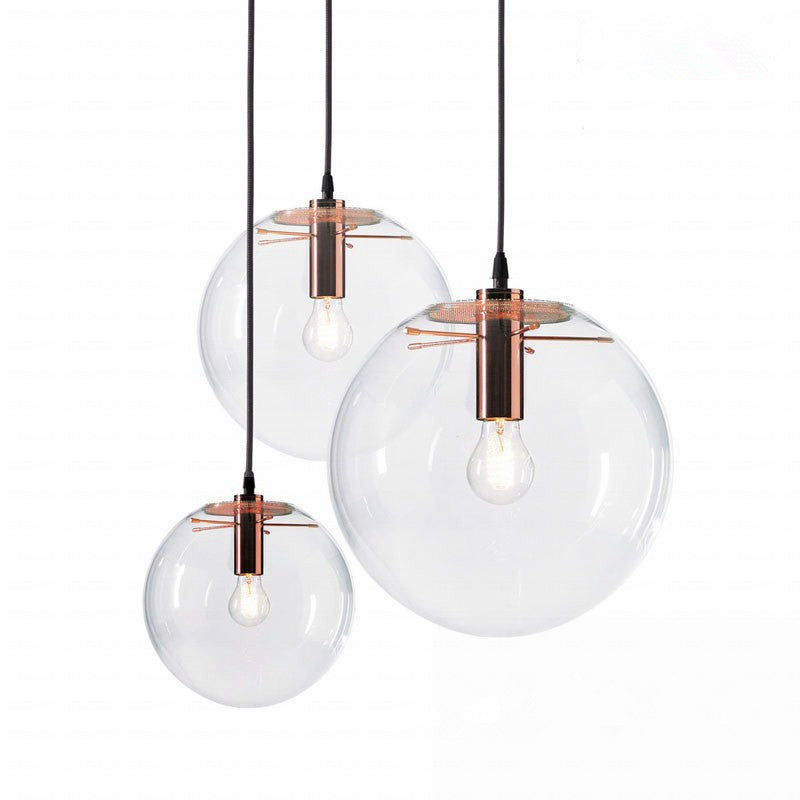 Nordic Postmodern Transparent Glass Chandelier – Ø15/20/25 cm Pendant (E26/E27) – Duvencioglu