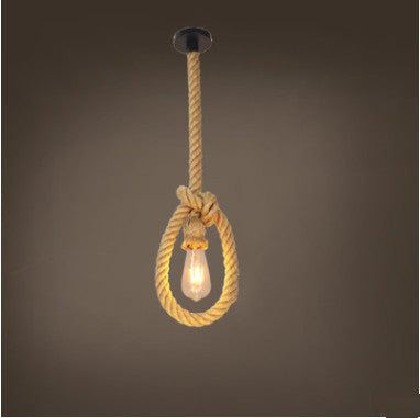 Retro Industrial Hemp-Rope Chandelier – Single & Double-Head Pendant – Duvencioglu