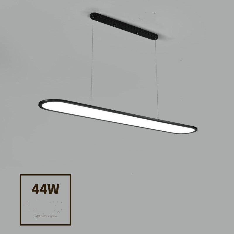 Linear Strip LED Chandelier – Modern Iron Pendant (White & Black) – Duvencioglu