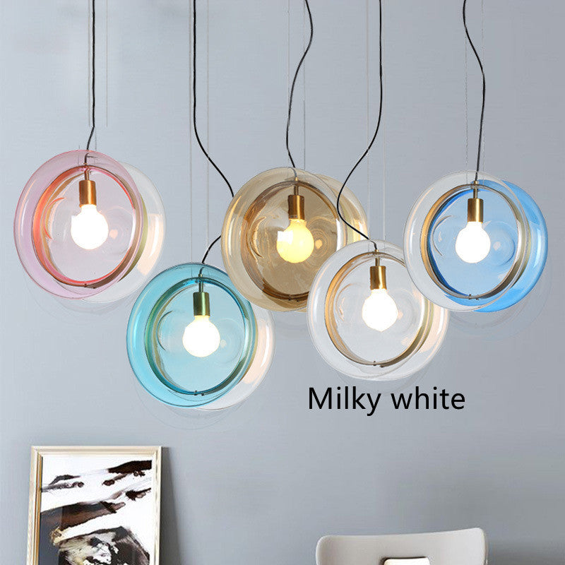 Scandinavian Macaron Glass Bedside Chandelier – 250 mm Pendant – Duvencioglu