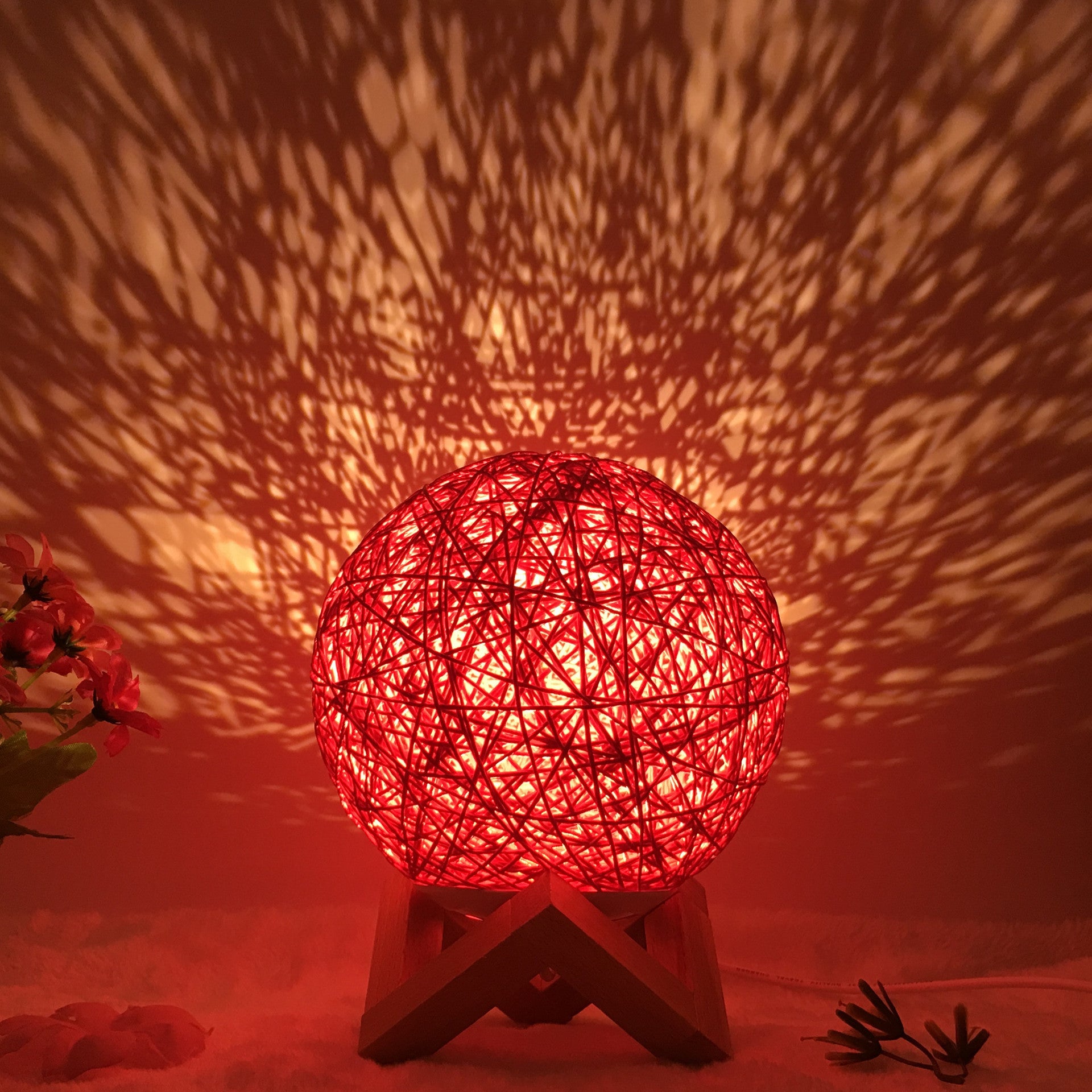 Creative Linen & Rattan Ball Table Lamp with Remote Control – Duvencioglu