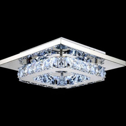 Modern Square Crystal LED Ceiling Chandelier – 8W Metal & Glass Pendant Light – Duvencioglu